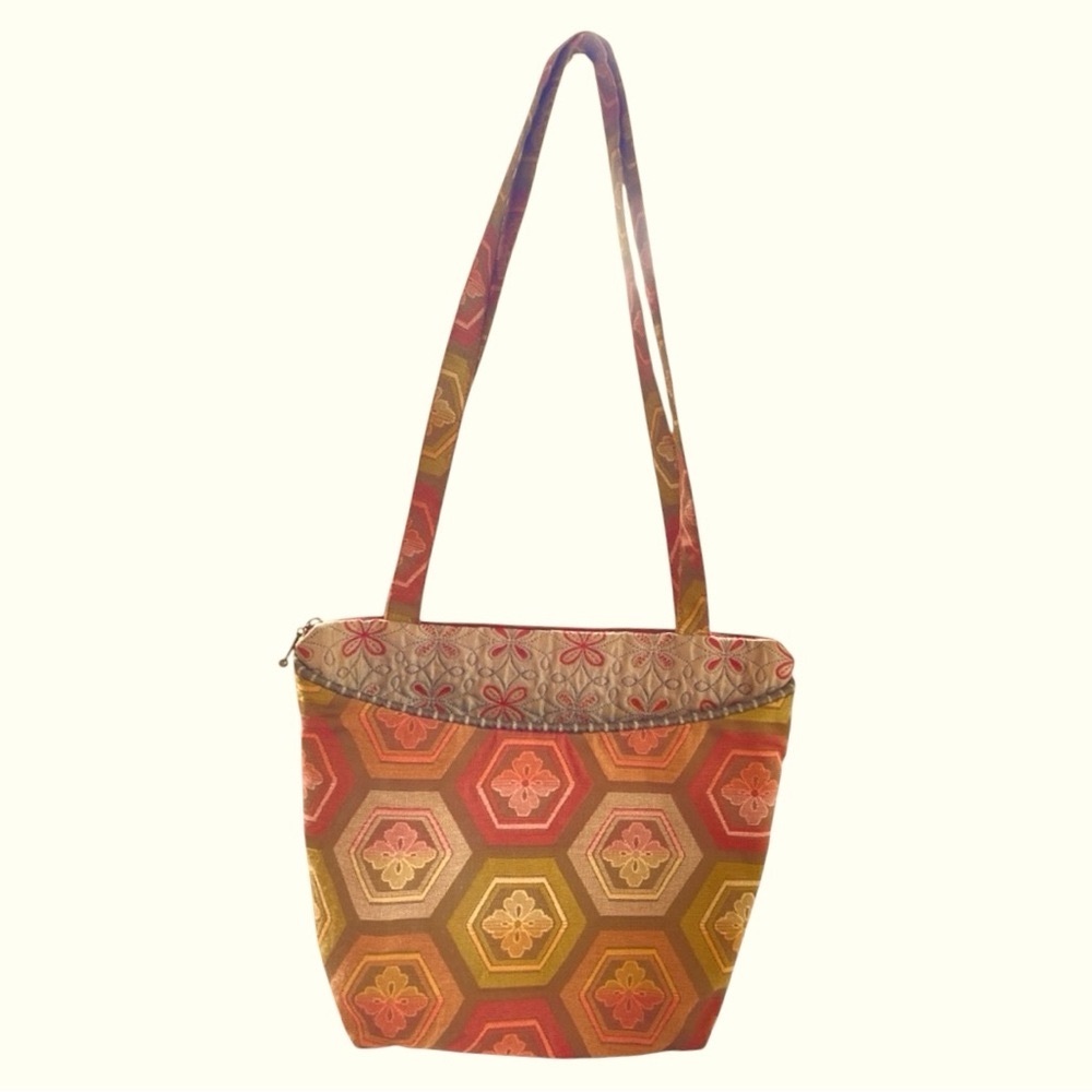 Maruca Boho Handmade Shoulder Bag~Boulder,co~Floral Golden Hexagon Bohemian